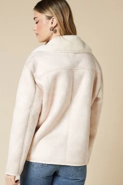 Button Through Borg Aviator Jacket