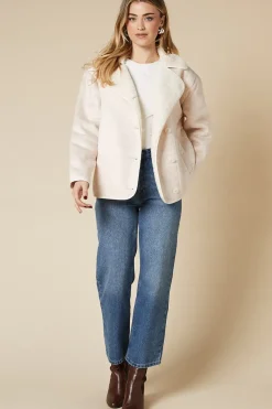 Button Through Borg Aviator Jacket