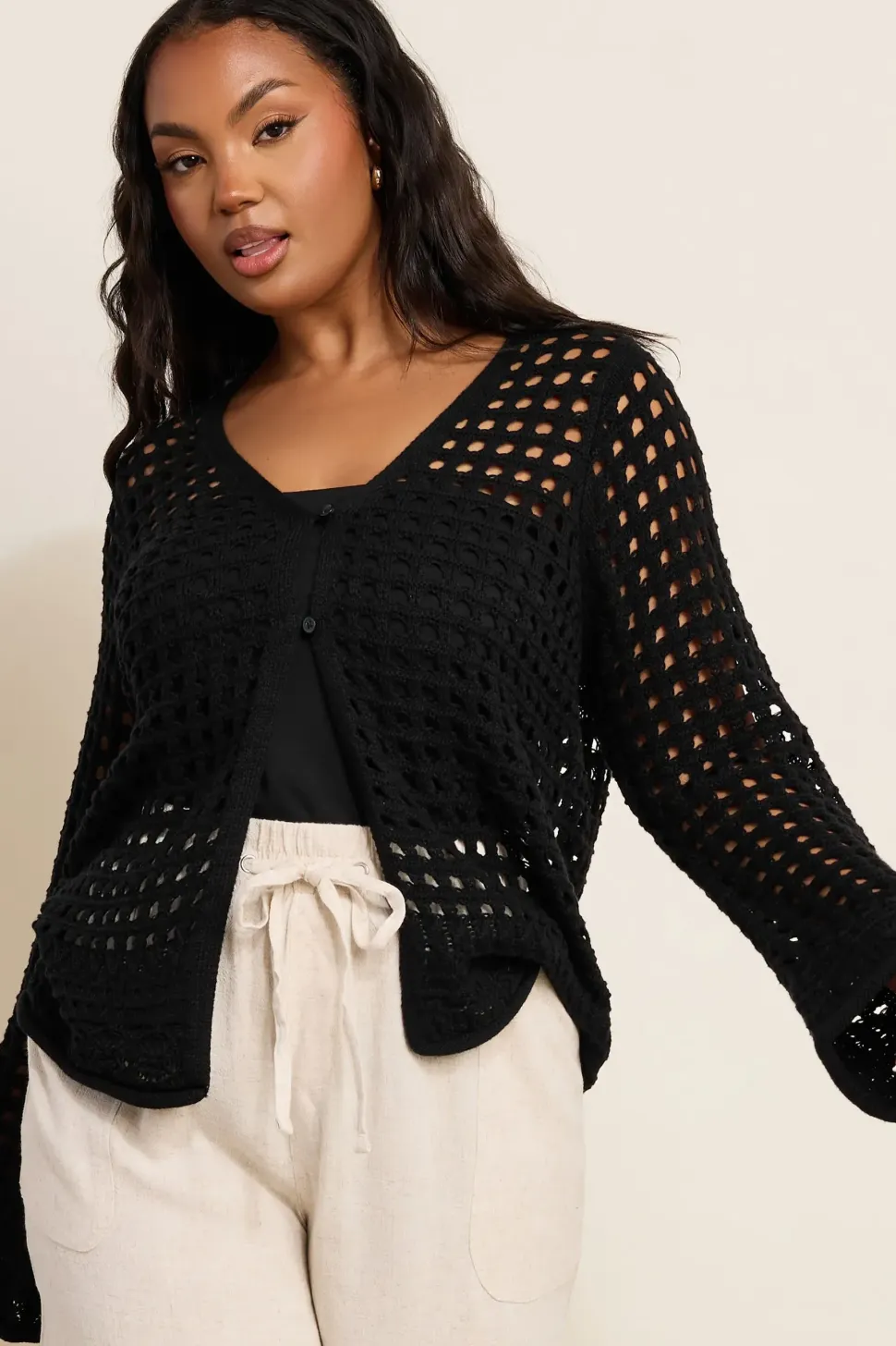 Button Through Crochet Cardigan