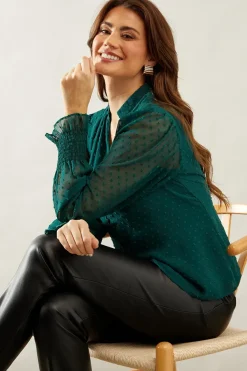 Button Through Dobby Blouse