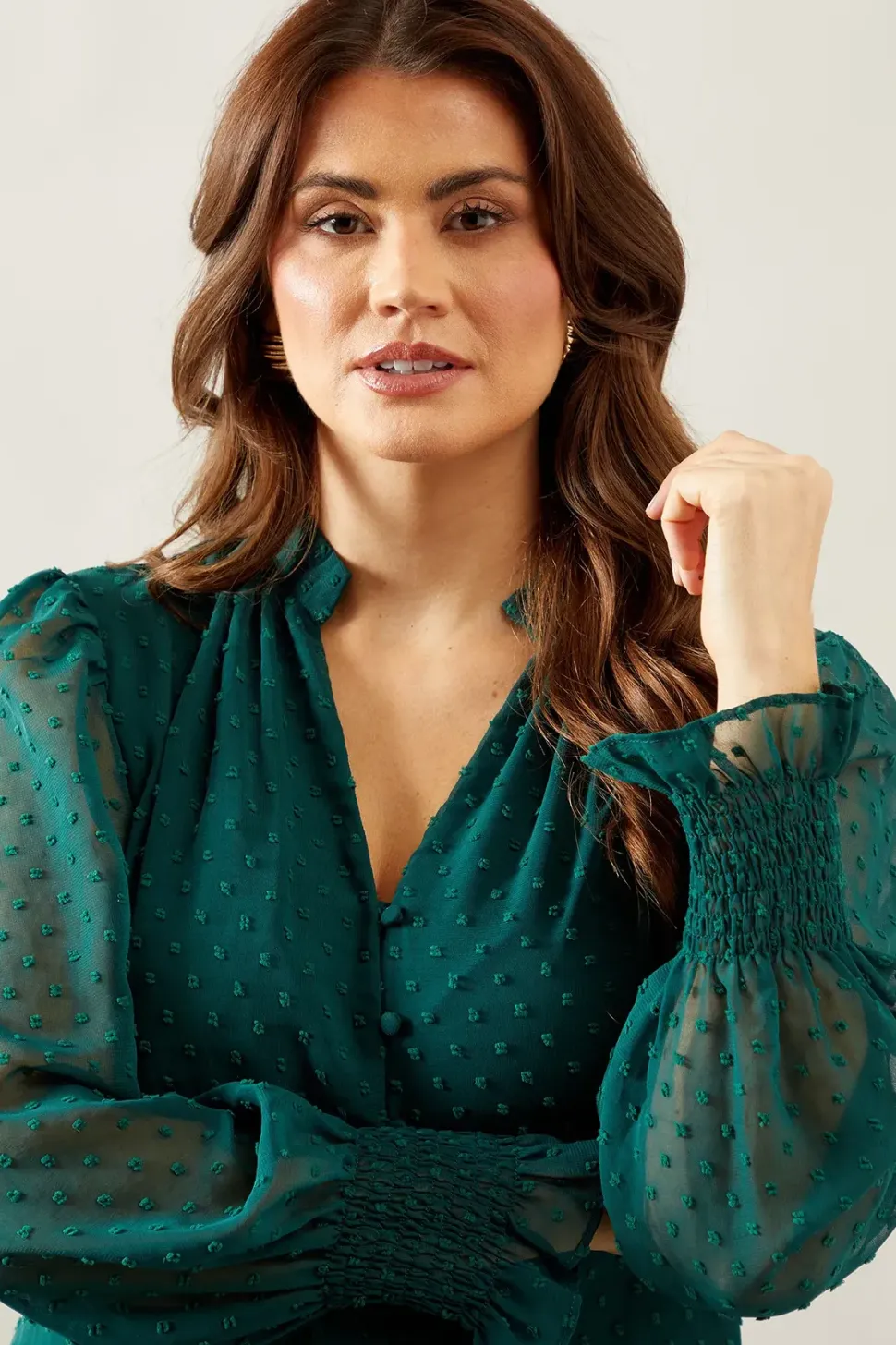 Button Through Dobby Blouse