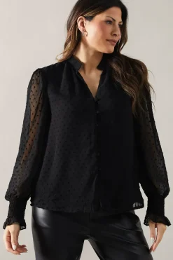 Button Through Dobby Blouse