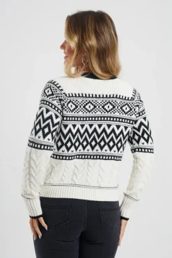 Button Through Fairisle Cable Knit Cardigan