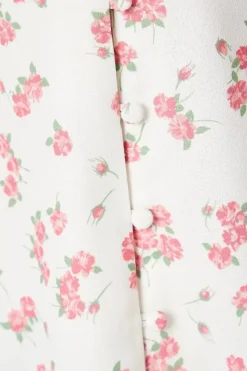 Button Through Short Sleeve Tea Blouse