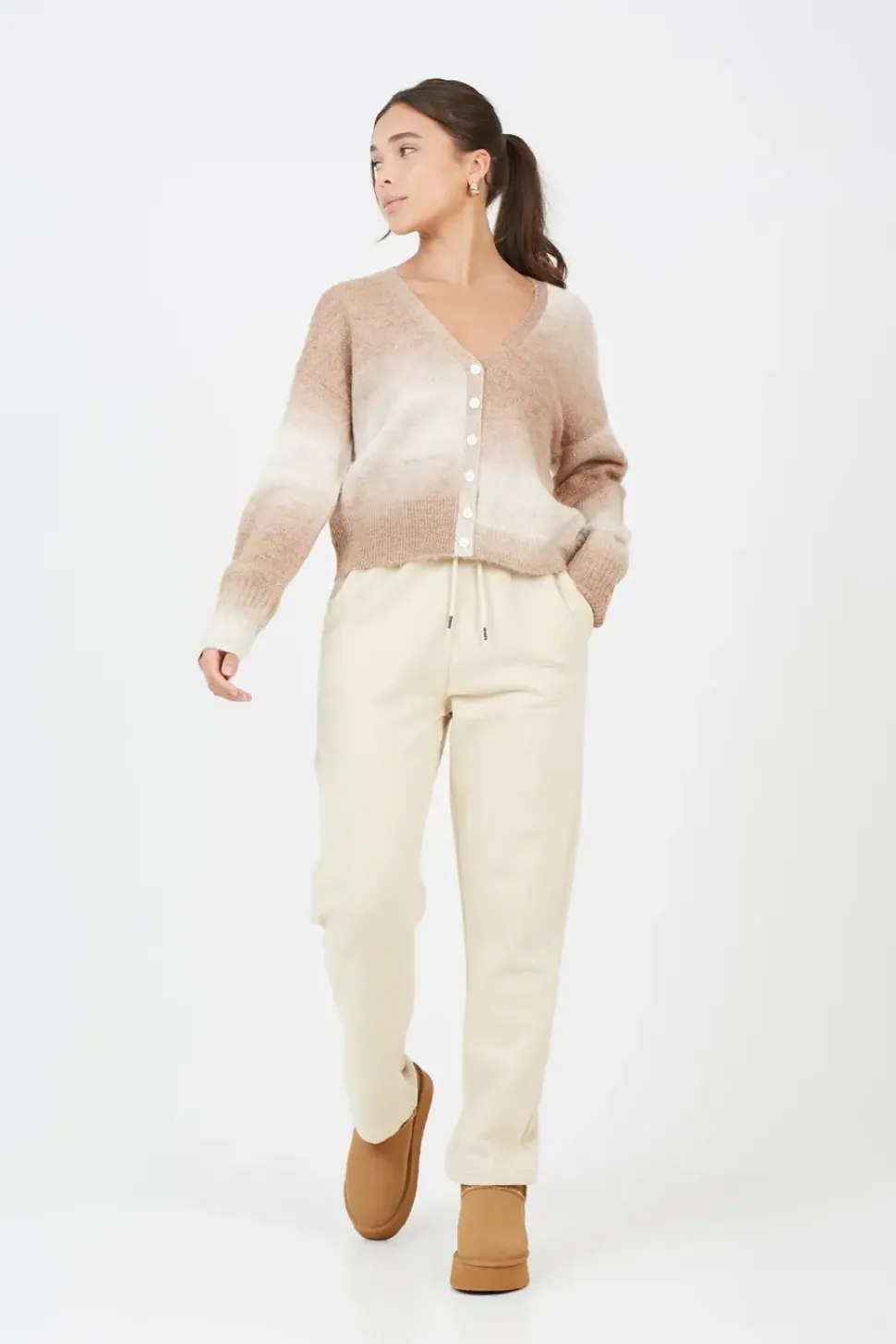 Button Through Space Dye Cardigan