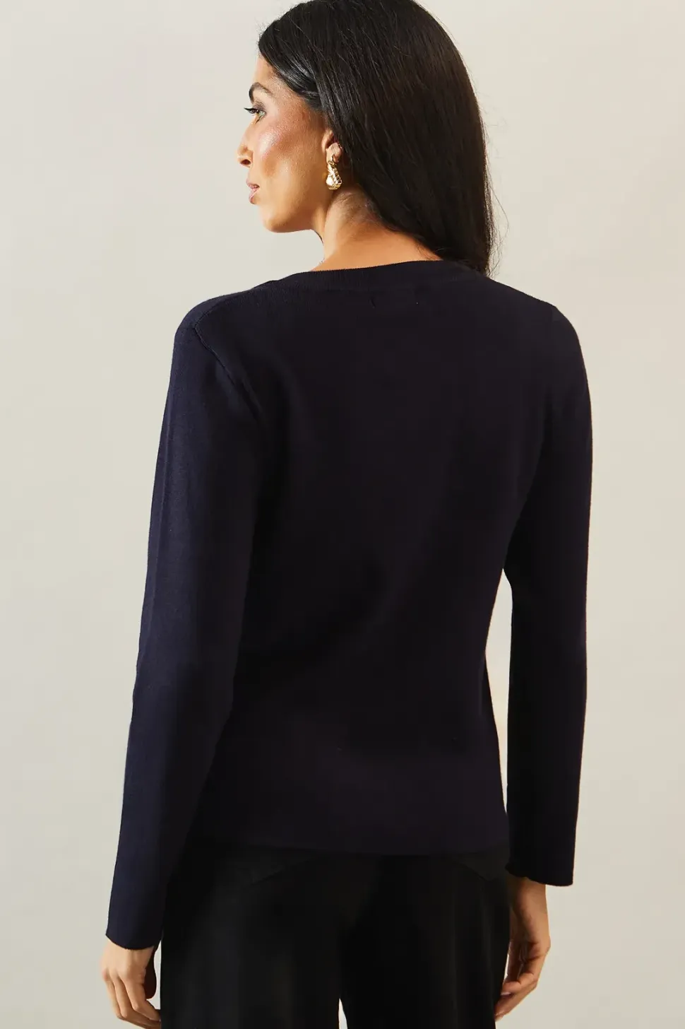 Button V Neck Jumper
