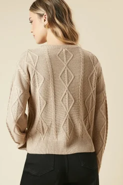 Cable Front Button Down Cardigan