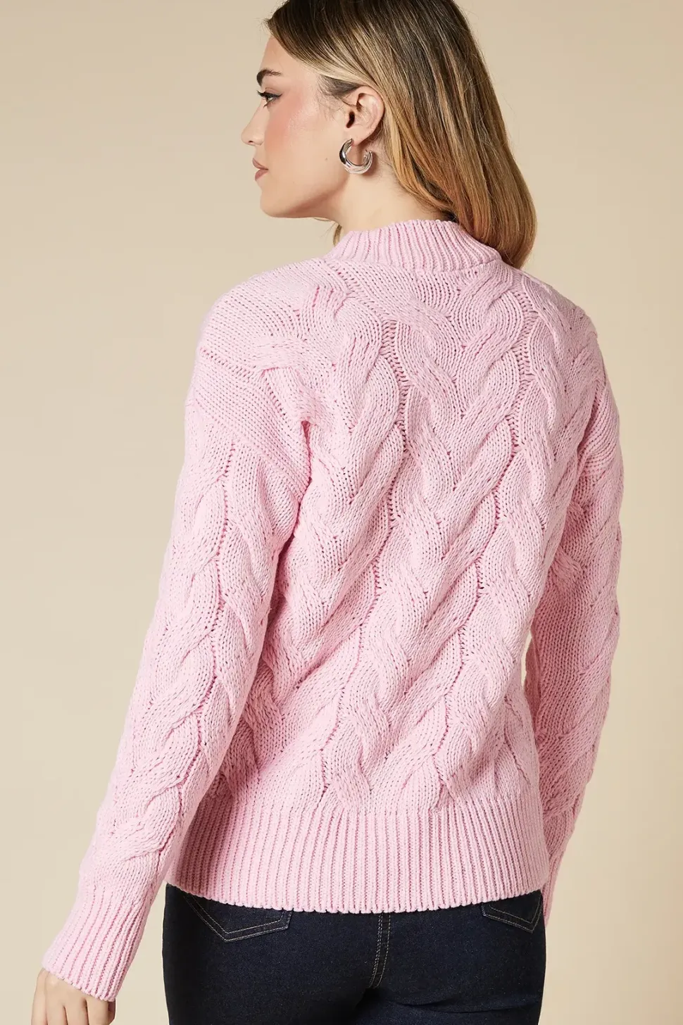 Cable Knit High Neck Jumper