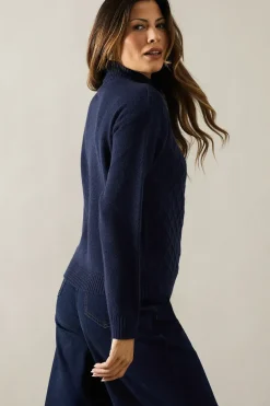 Cable Knit High Neck Jumper