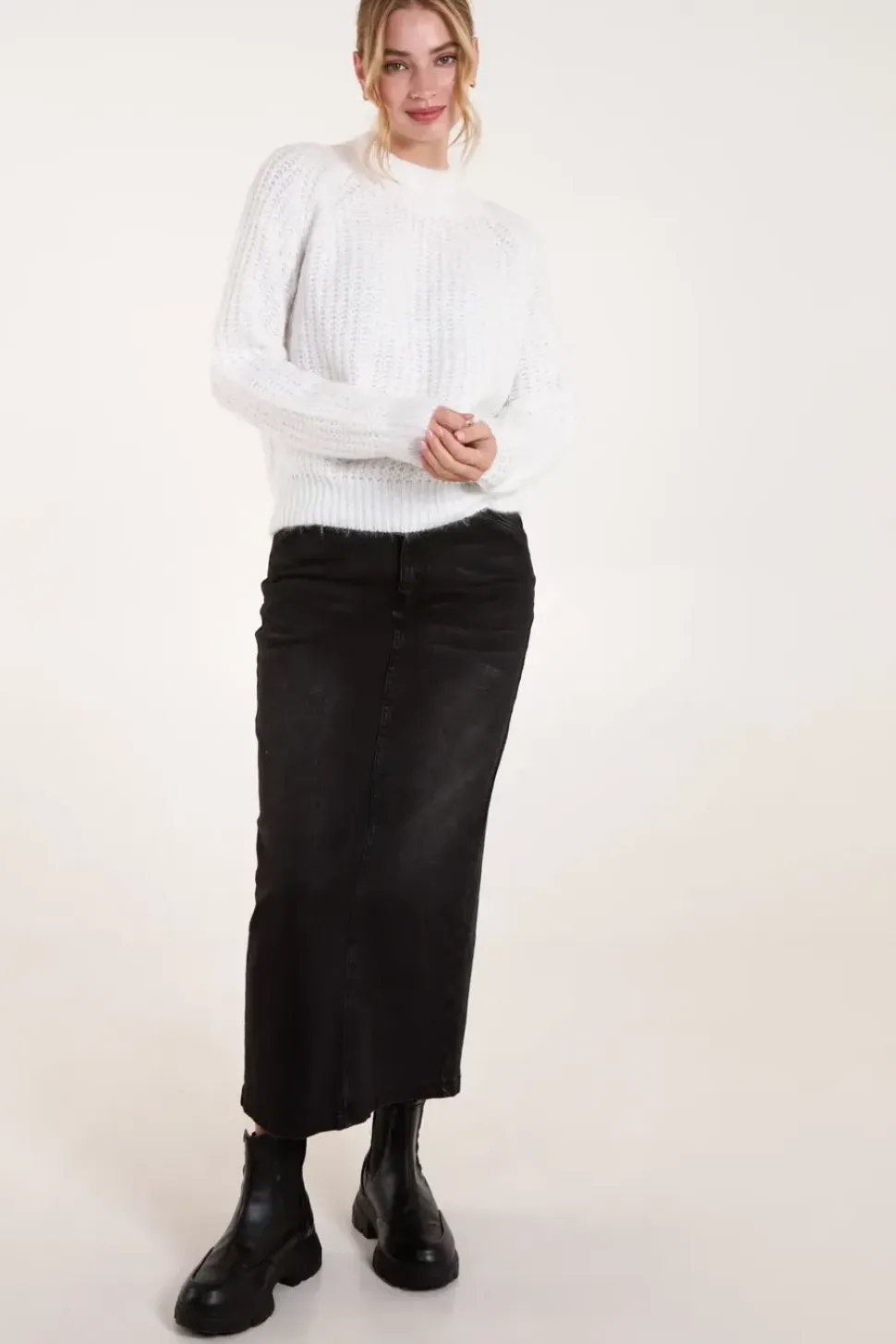 Cable Knit High Neck Jumper