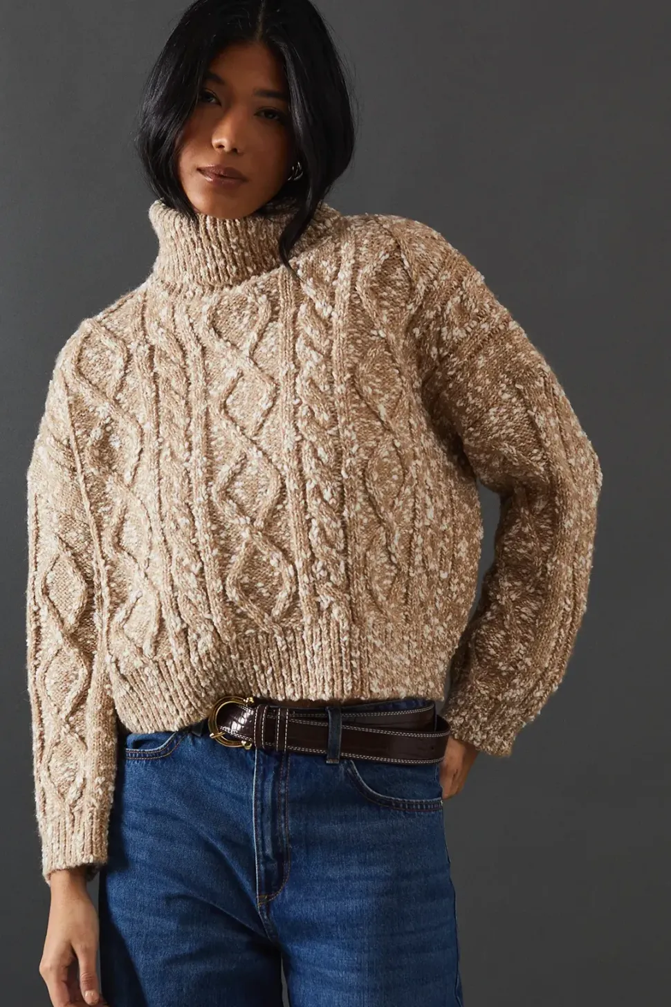 Cable Knit Roll Neck Jumper