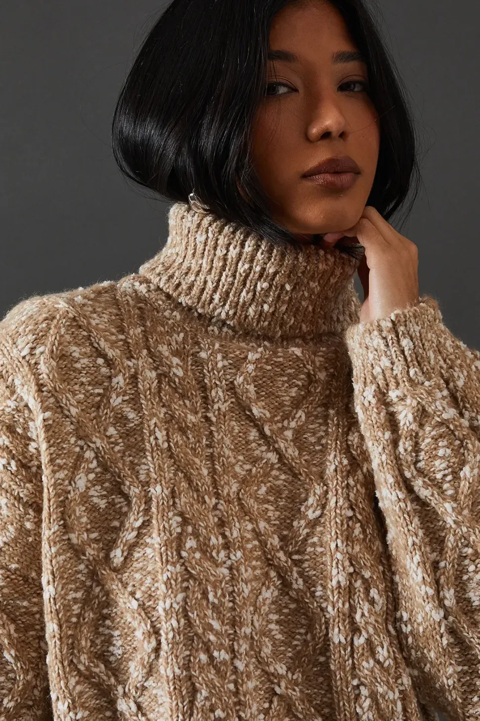 Cable Knit Roll Neck Jumper