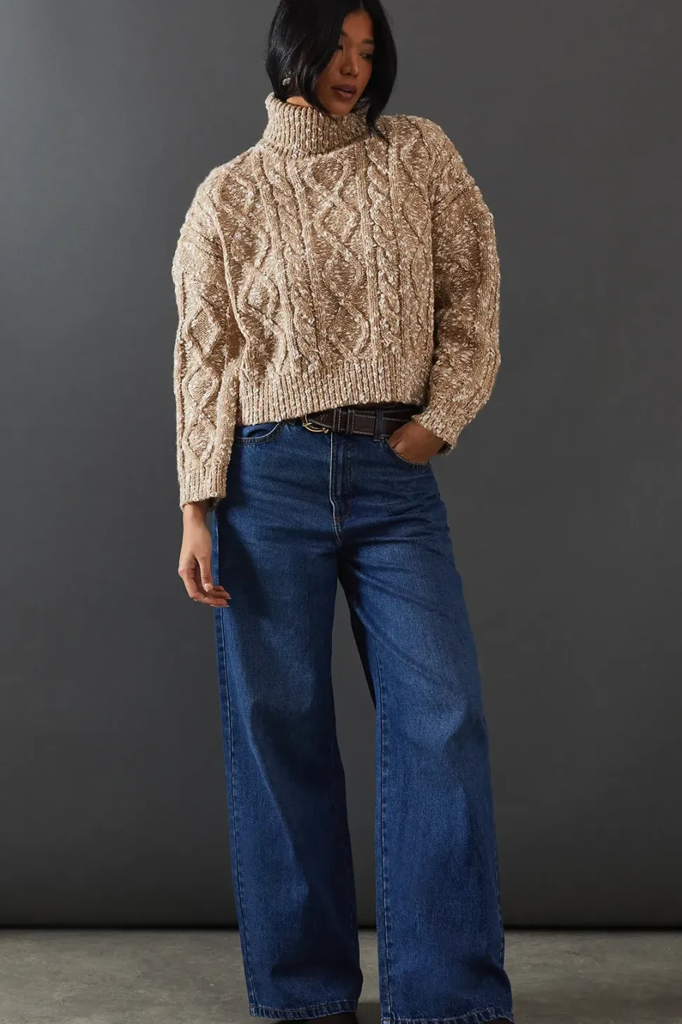 Cable Knit Roll Neck Jumper