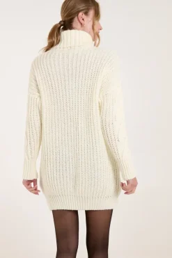Cable Knit Roll Neck Jumper Dress