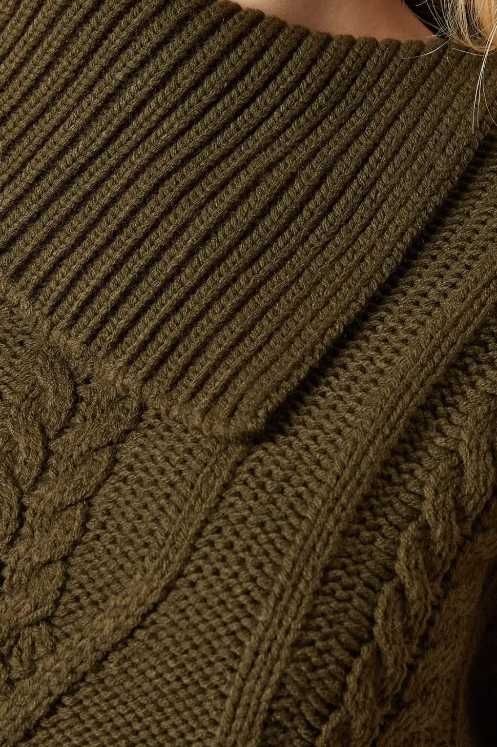 Cable Knit Split Neck Jumper