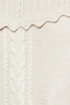 Cable Knitted Crochet Trim Detail Jumper