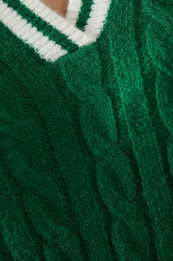 Cable Knit Tipped Collared Jumper