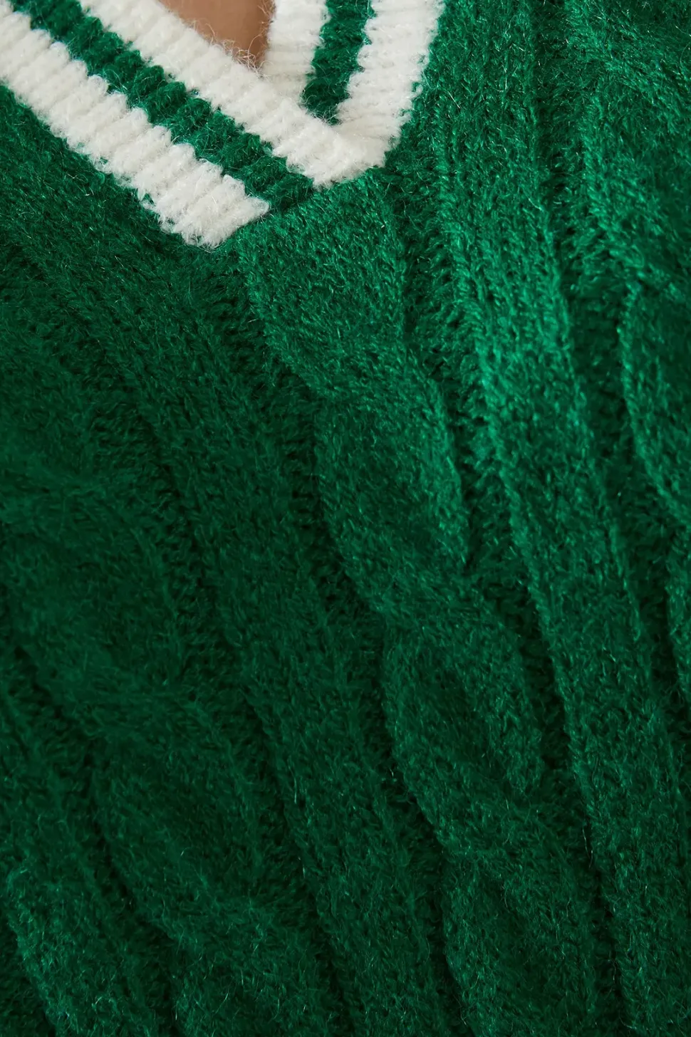 Cable Knit Tipped Collared Jumper