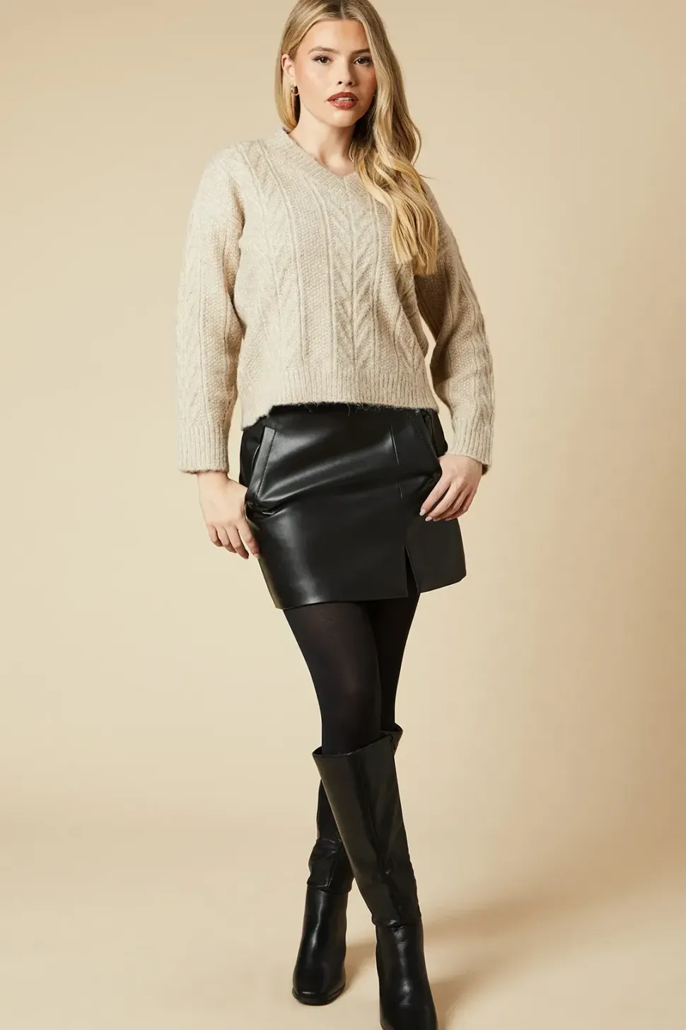 Cable V Neck Jumper