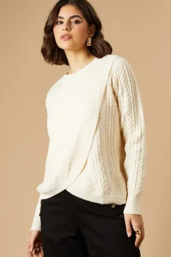 Cable Wrap Front Crew Neck Jumper