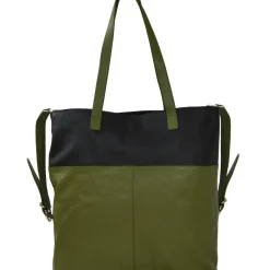 Camel Brown Colour Block Medium Leather Tote Shoulder Bag