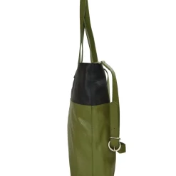 Camel Brown Colour Block Medium Leather Tote Shoulder Bag