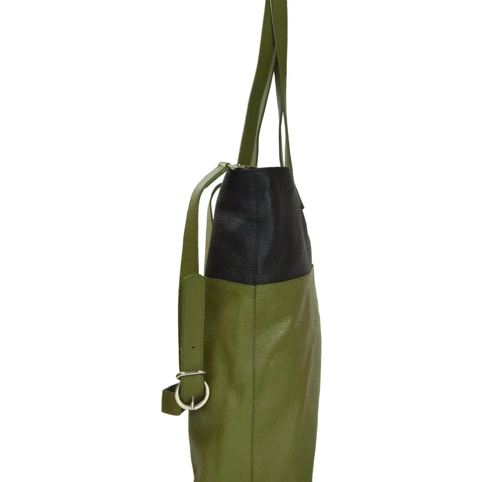 Camel Brown Colour Block Medium Leather Tote Shoulder Bag