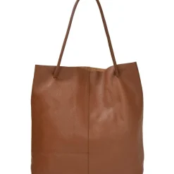 Camel Drawcord Leather Hobo Shoulder Bag