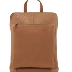 Camel Soft Pebbled Leather Pocket Backpack | BYEYL