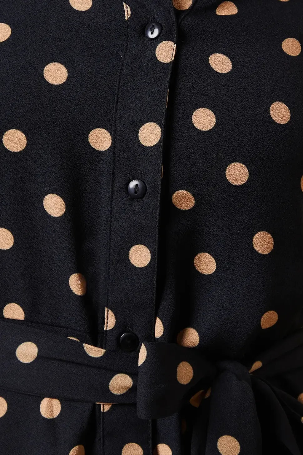 Camel Spot Button Through Midi Shirt Dress