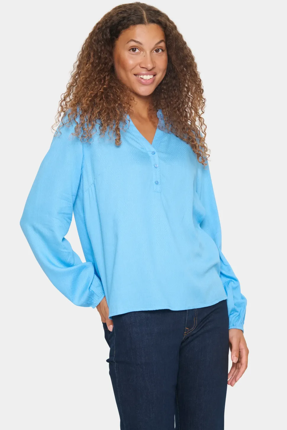 CampanulaSZ V-notch Neck Buttons Blouse-