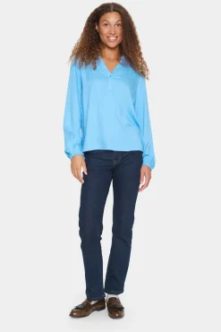 CampanulaSZ V-notch Neck Buttons Blouse-
