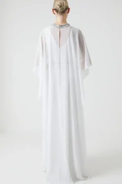 Cape Detail Chiffon Wedding Dress