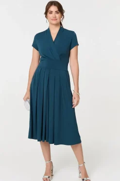 Cap Sleeve Tie Waist Jersey Midi Dress
