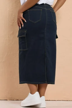 Cargo Denim Midaxi Skirt