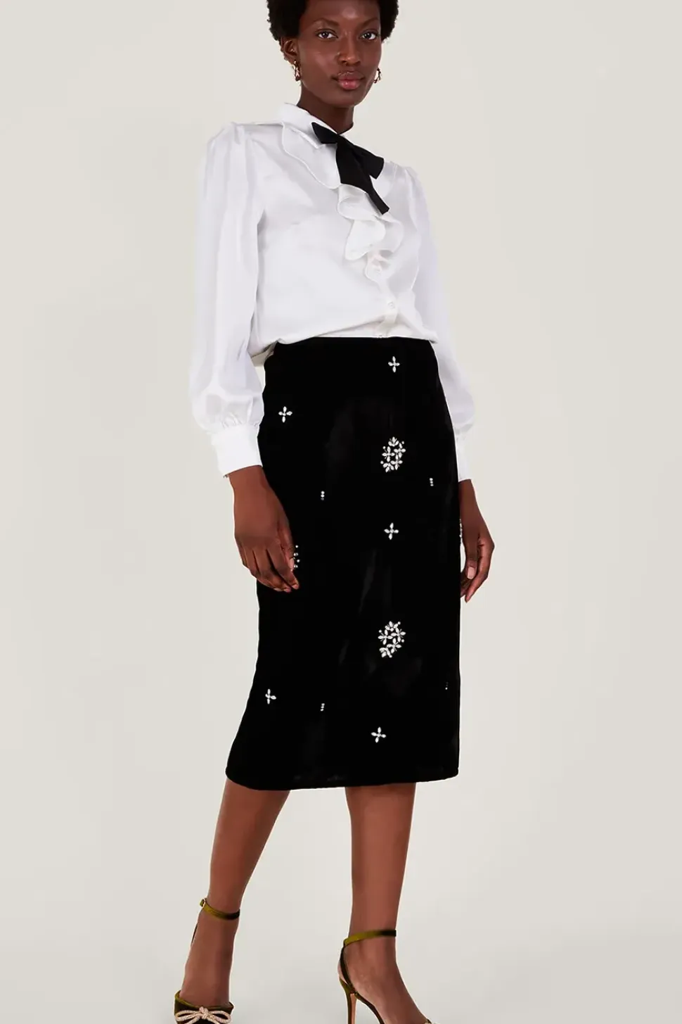 Carola Embellished Velvet Skirt