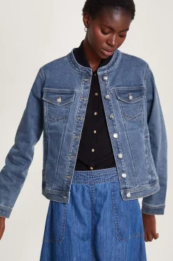 Cassey Collarless Denim Jacket with Sustainable Cotton