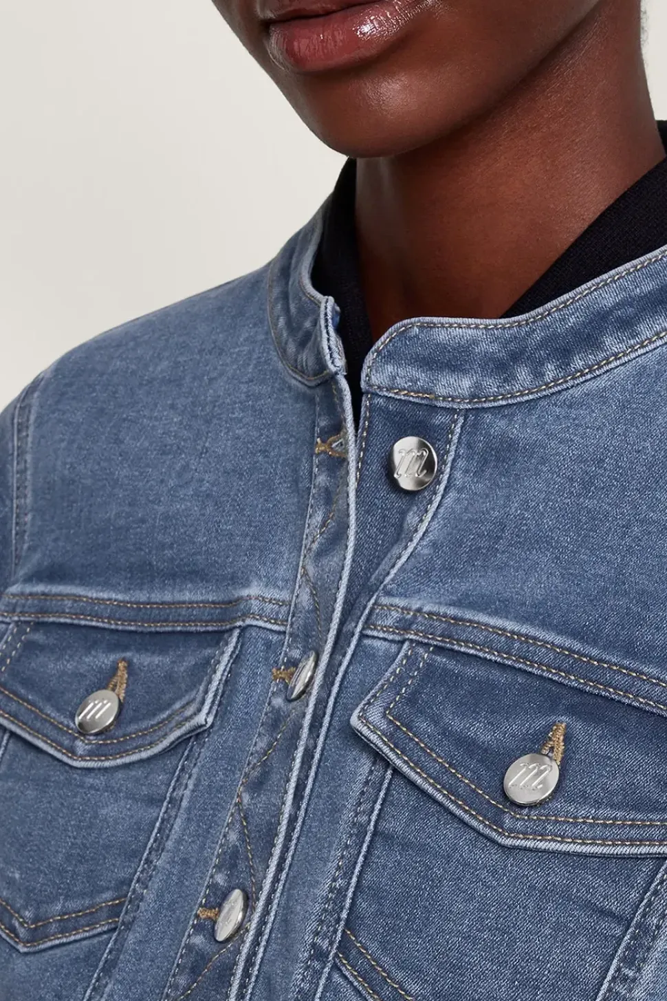 Cassey Collarless Denim Jacket with Sustainable Cotton