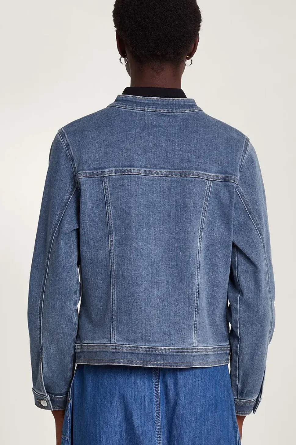Cassey Collarless Denim Jacket with Sustainable Cotton