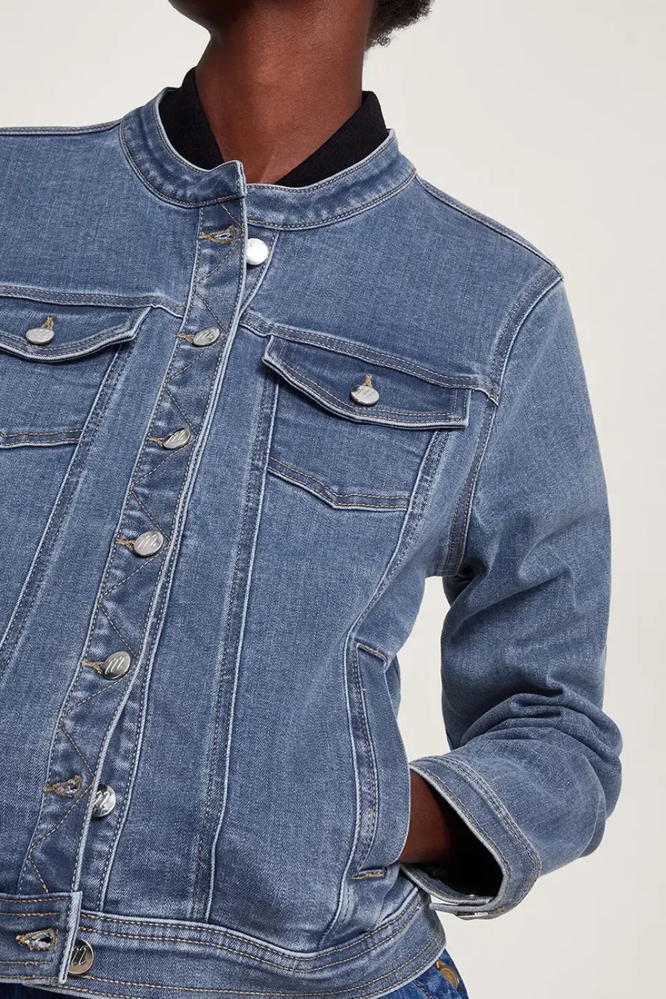 Cassey Collarless Denim Jacket with Sustainable Cotton