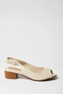 Cassie Peeptoe Slingback Low Block Heeled Sandals