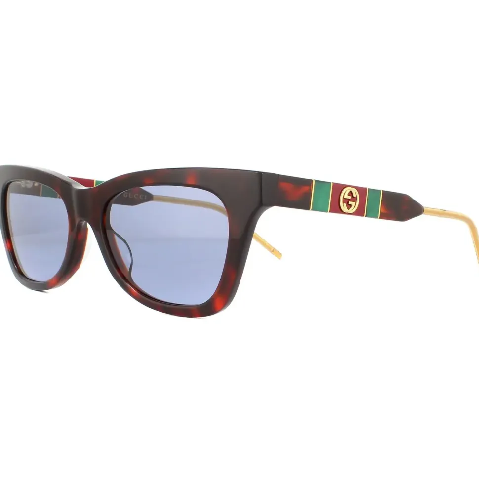 Cat Eye Dark Havana and Gold Blue Sunglasses
