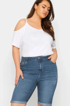Cat Scratch Stretch Denim Shorts