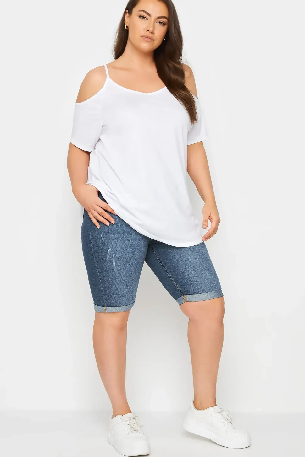 Cat Scratch Stretch Denim Shorts