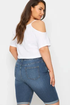 Cat Scratch Stretch Denim Shorts