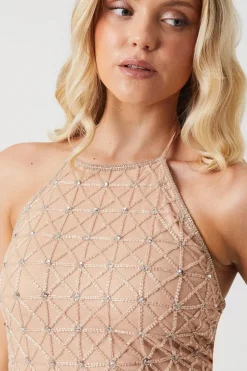 Celestial Embellished Halter Neck Bridesmaid Midi Dress