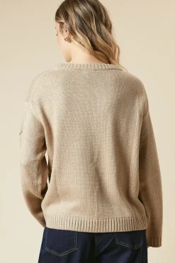 Centre Front Cable Design Crew Neck Jumper