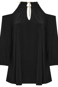 Chain Detail Cold Shoulder Top