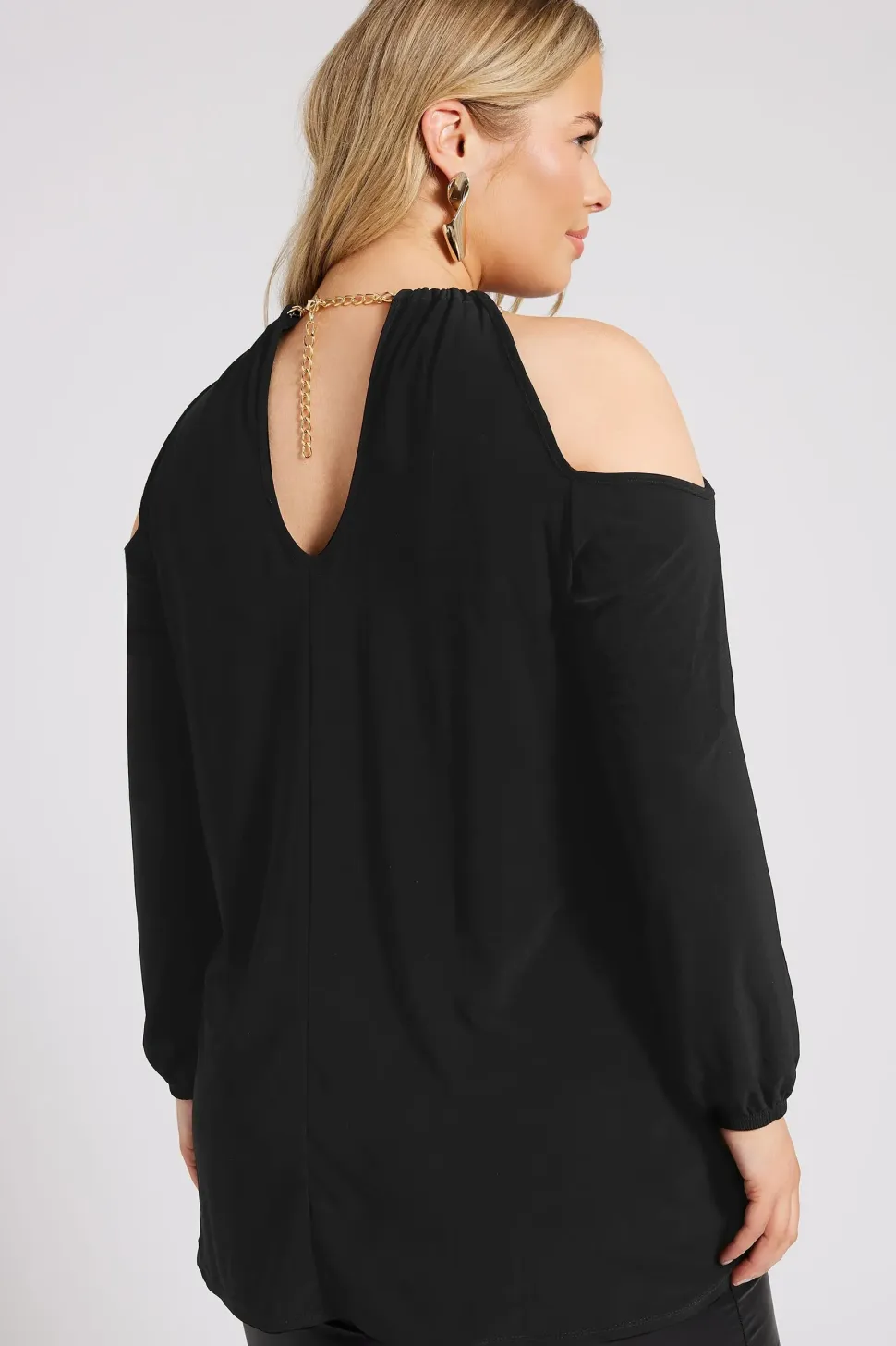 Chain Detail Cold Shoulder Top