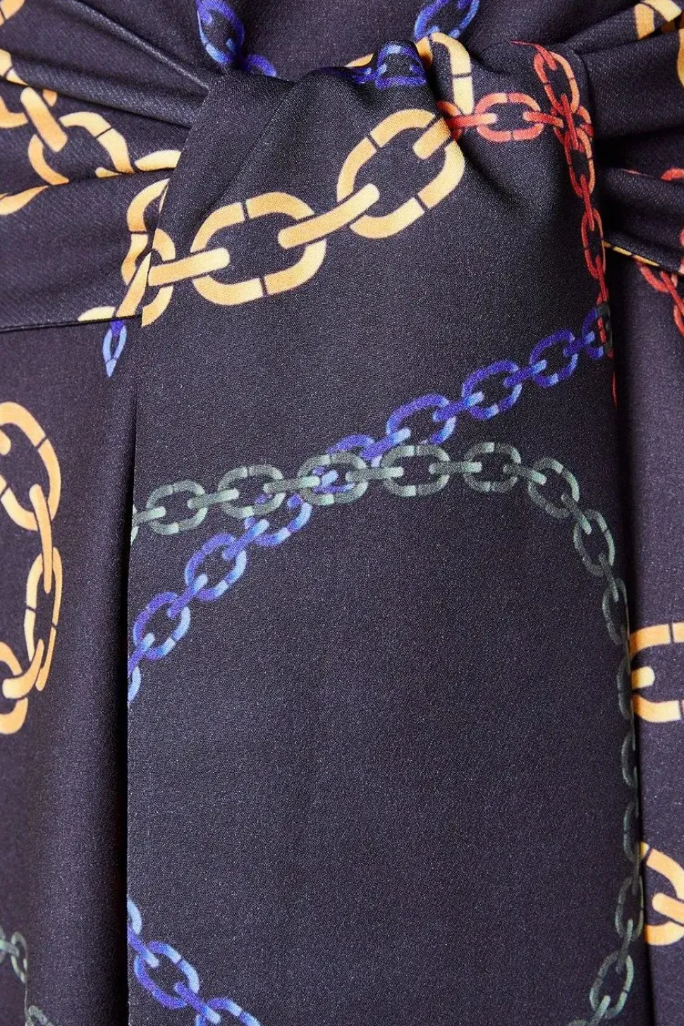 Chain Print Belted Midi Dress